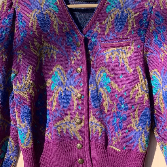 Vintage Purple Floral Button Cardigan - Picture 8 of 8